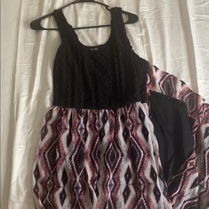 Black Pink and Cream Colored Maxi Dress